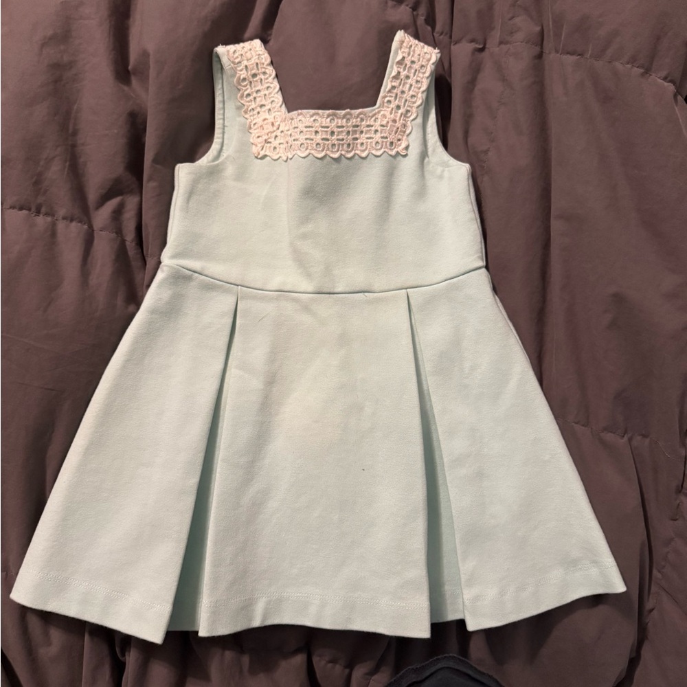 Janie and Jack Light Green Dress with Lace Trim